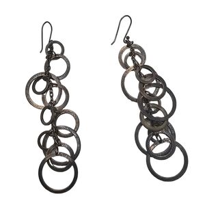 Silver Toned Circle Link Drop Earrings